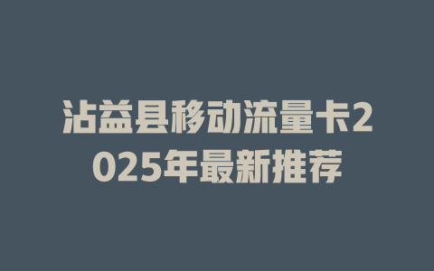 沾益县移动流量卡2025年最新推荐