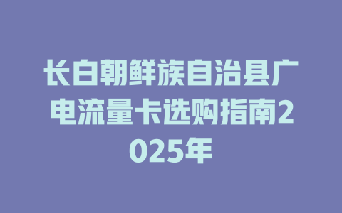 长白朝鲜族自治县广电流量卡选购指南2025年