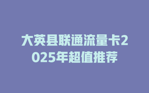 大英县联通流量卡2025年超值推荐