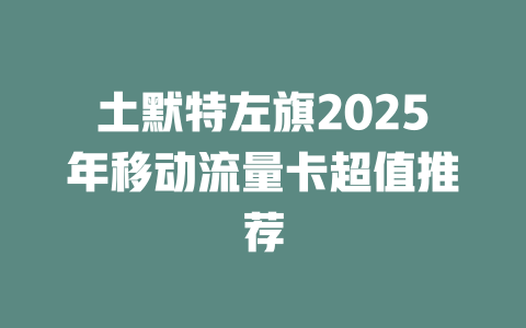 土默特左旗2025年移动流量卡超值推荐