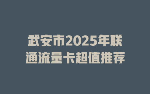 武安市2025年联通流量卡超值推荐