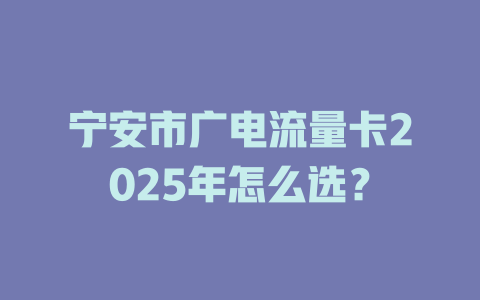 宁安市广电流量卡2025年怎么选？