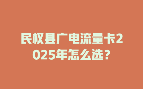 民权县广电流量卡2025年怎么选？