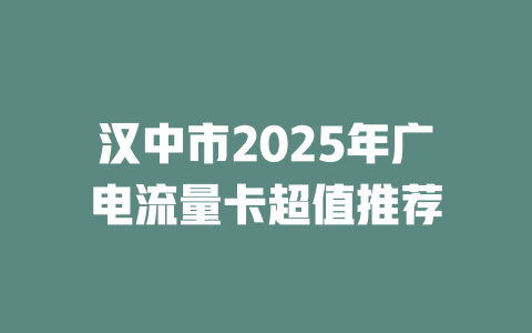 汉中市2025年广电流量卡超值推荐