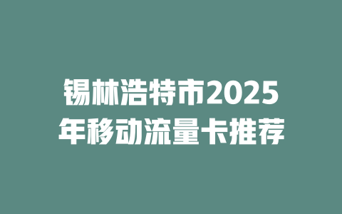 锡林浩特市2025年移动流量卡推荐
