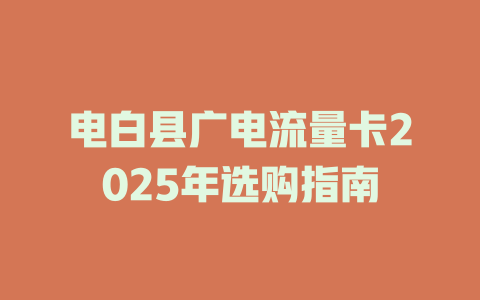 电白县广电流量卡2025年选购指南