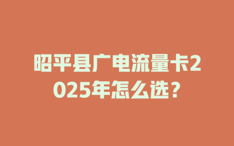 昭平县广电流量卡2025年怎么选？