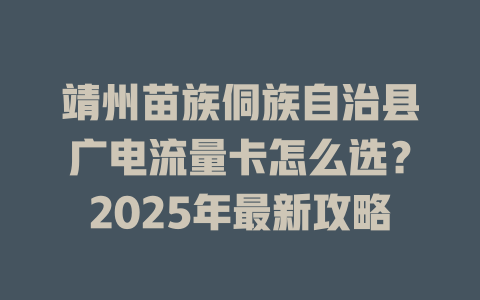 靖州苗族侗族自治县广电流量卡怎么选？2025年最新攻略