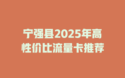 宁强县2025年高性价比流量卡推荐