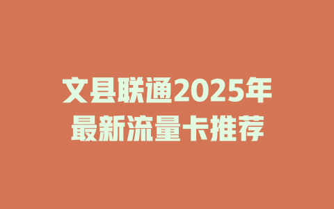 文县联通2025年最新流量卡推荐