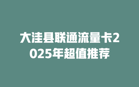 大洼县联通流量卡2025年超值推荐