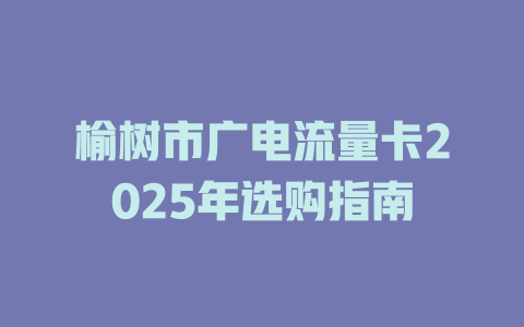 榆树市广电流量卡2025年选购指南