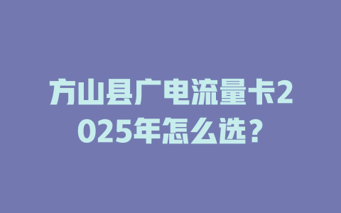方山县广电流量卡2025年怎么选？