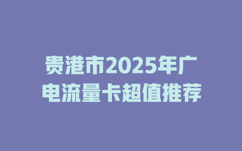 贵港市2025年广电流量卡超值推荐