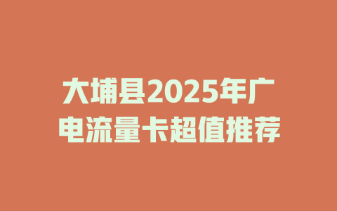 大埔县2025年广电流量卡超值推荐