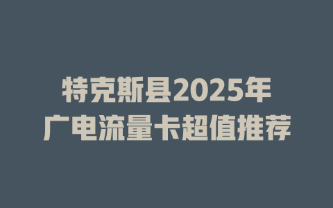 特克斯县2025年广电流量卡超值推荐