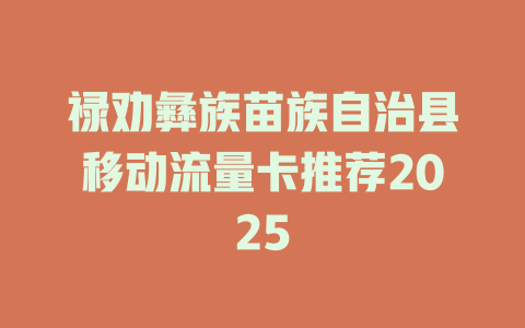 禄劝彝族苗族自治县移动流量卡推荐2025