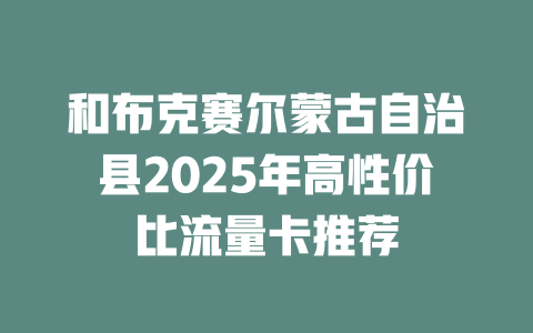 和布克赛尔蒙古自治县2025年高性价比流量卡推荐