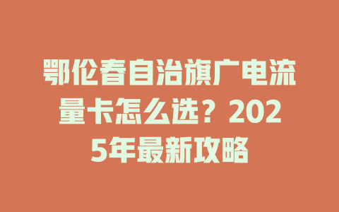 鄂伦春自治旗广电流量卡怎么选？2025年最新攻略
