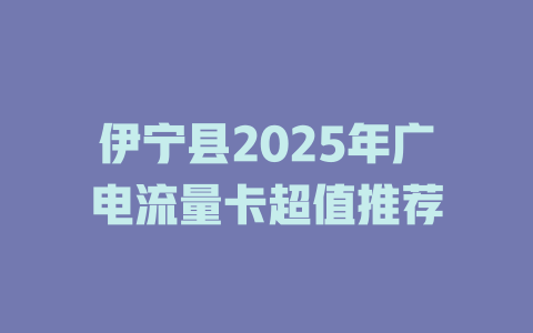 伊宁县2025年广电流量卡超值推荐