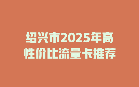 绍兴市2025年高性价比流量卡推荐