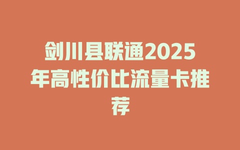 剑川县联通2025年高性价比流量卡推荐