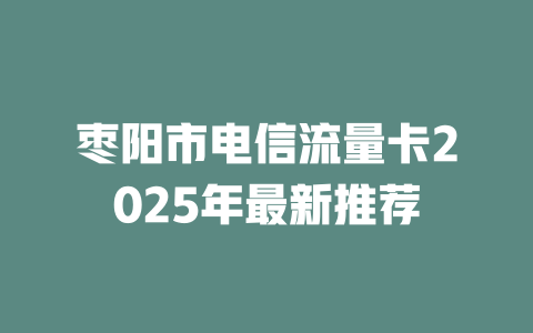 枣阳市电信流量卡2025年最新推荐