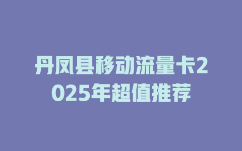 丹凤县移动流量卡2025年超值推荐