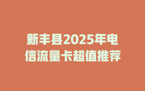 新丰县2025年电信流量卡超值推荐