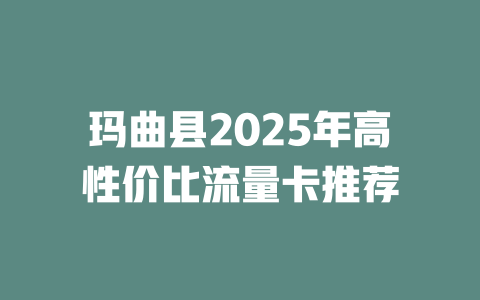 玛曲县2025年高性价比流量卡推荐
