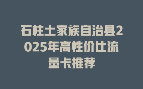 石柱土家族自治县2025年高性价比流量卡推荐