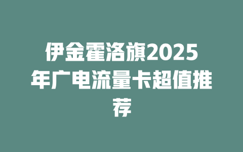 伊金霍洛旗2025年广电流量卡超值推荐