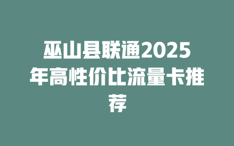 巫山县联通2025年高性价比流量卡推荐