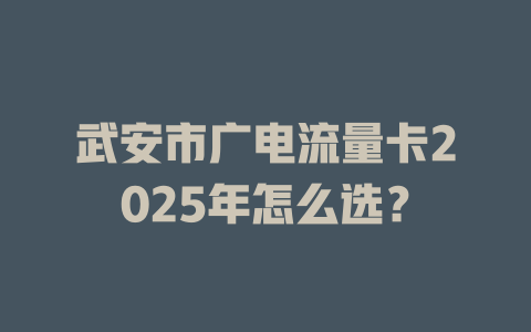 武安市广电流量卡2025年怎么选？