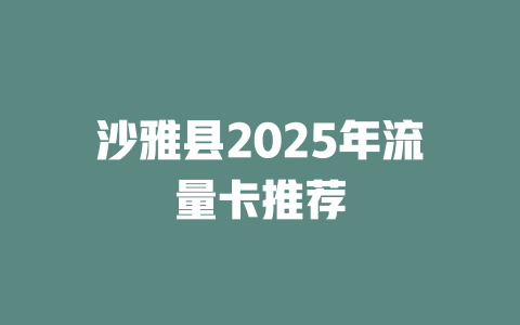 沙雅县2025年流量卡推荐
