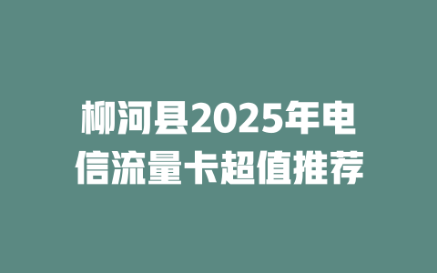 柳河县2025年电信流量卡超值推荐