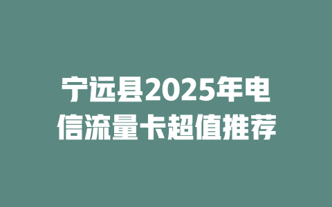 宁远县2025年电信流量卡超值推荐