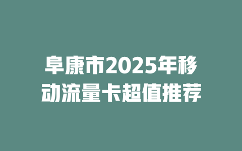 阜康市2025年移动流量卡超值推荐
