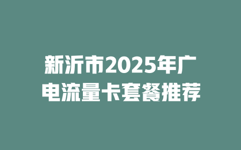 新沂市2025年广电流量卡套餐推荐