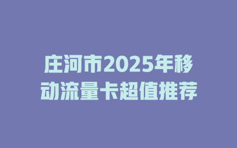 庄河市2025年移动流量卡超值推荐