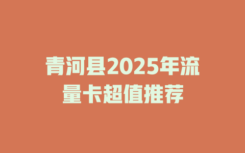青河县2025年流量卡超值推荐