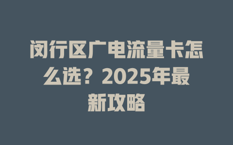 闵行区广电流量卡怎么选？2025年最新攻略