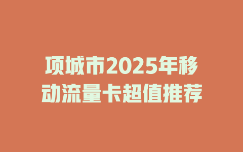 项城市2025年移动流量卡超值推荐