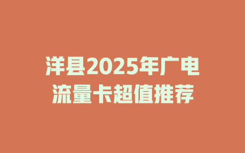洋县2025年广电流量卡超值推荐