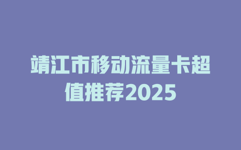 靖江市移动流量卡超值推荐2025
