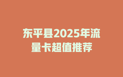 东平县2025年流量卡超值推荐