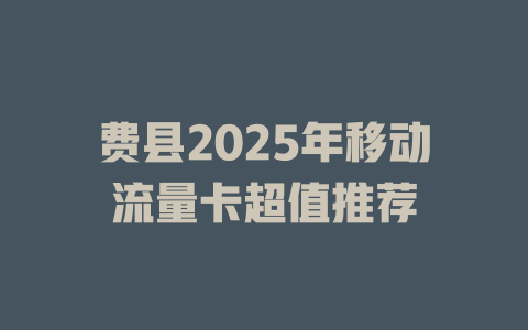 费县2025年移动流量卡超值推荐