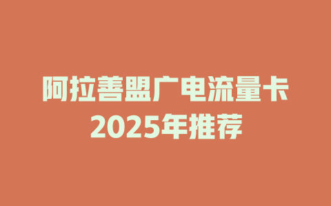 阿拉善盟广电流量卡2025年推荐