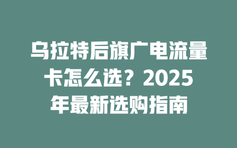 乌拉特后旗广电流量卡怎么选？2025年最新选购指南