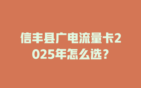 信丰县广电流量卡2025年怎么选？
